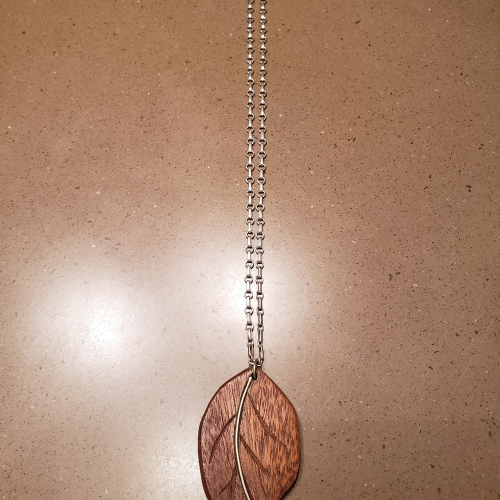 Vintage wood leaf necklace